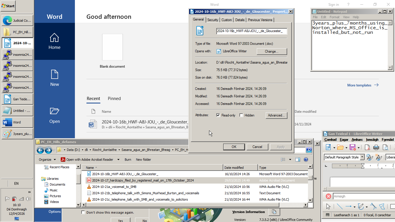 3 years plus 7 months using Norton where MS Office is installed but not run